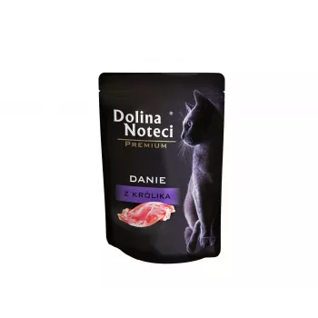 Mokré krmivo pre mačky dolina noteci Premium Rabbit 85 g paštéta – jednoporciové vrecko, bez obilnín, 82 % vlhkosti