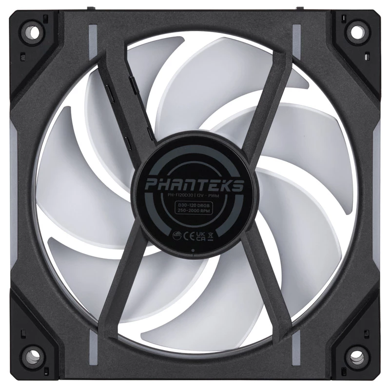 Phanteks D30 PH-F120D30_DRGB_PWM_BK01_3P 120 mm PWM D-RGB ventilátory do skrinky, Regular Airflow, 3 ks, čierne
