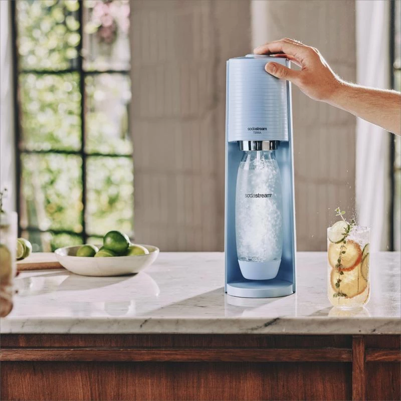 SodaStream výrobník sódy Terra svetlomodrý QC s CO2 a 1L PET fľašou