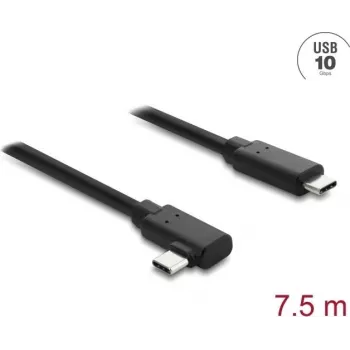 DELOCK aktívny optický USB Type-C kábel 10 Gbit/s, zahnutý konektor samec na samec, 7,5 m