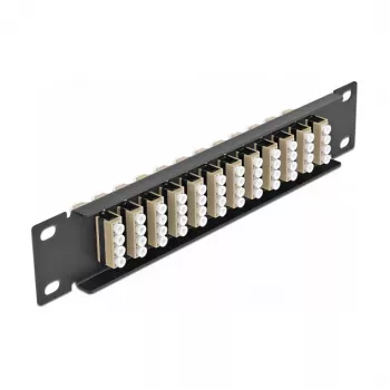 Optický patch panel DeLOCK 10 inch 12 portov LC Quad béžová 1U čierna