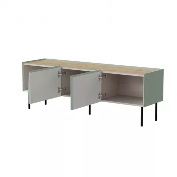 Cama FELLINI TV skrinka 150x40x52 olivová + olejovaná dubová doska