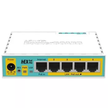 Mikrotik hEX PoE lite káblový router Fast Ethernet biela