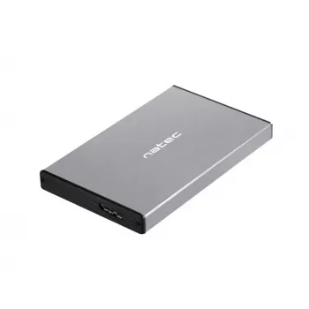 Externé HDD/SSD puzdro NATEC Rhino GO — 2,5 palca SATA, 9,5 mm, USB 3.0, hliník, sivé, až do 4 TB
