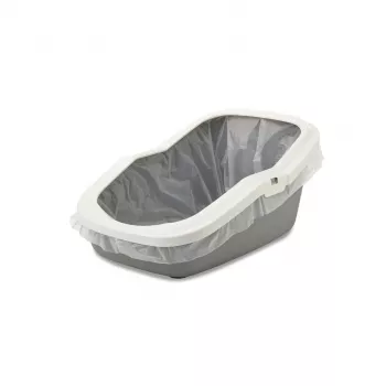 Otvorené mačacie WC Savic Aseo sivá biela 560×390×275 mm pre mačky, plast, 2 kg