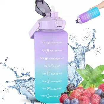Extralink Motivačná fľaša, Fľaša na vodu, 2000 ml, Fialovo-modrá, BUT-992