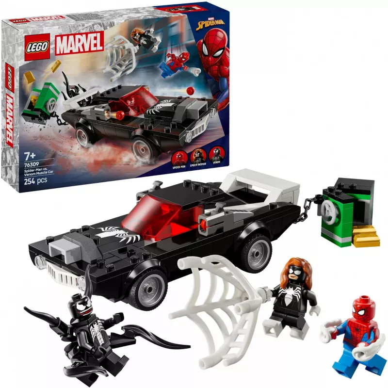 LEGO Marvel Super Heroes Spider-Man vs. Venom muscle car stavebnica 76309 — 254 dielov, 3 minifigúrky, vek 7+