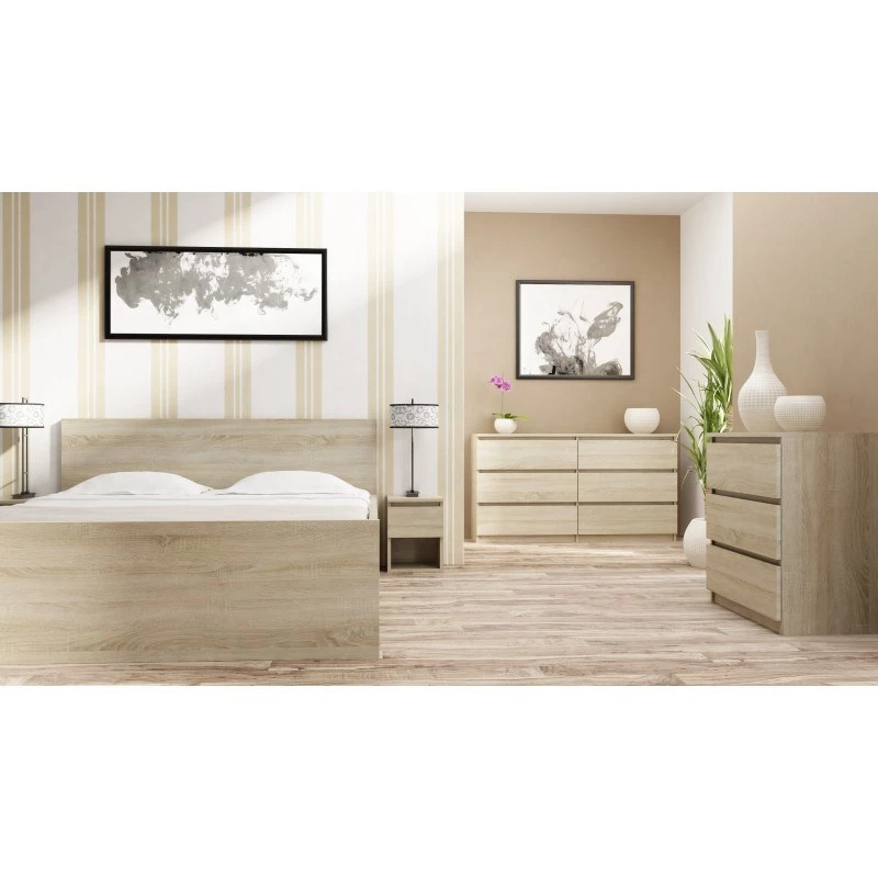 Nočný stolík top e shop M2 SONOMA — nočný stolík s 2 zásuvkami, dub, 300×300×400 mm