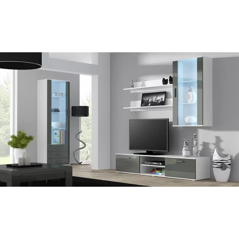 Cama TV stojan SOHO 180 biely/sivý lesklý