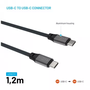 USB-C na USB-C magnetický pletený kábel FIXED FIXDBM-CC12-GR, USB 2.0, 1,2 m, sivý