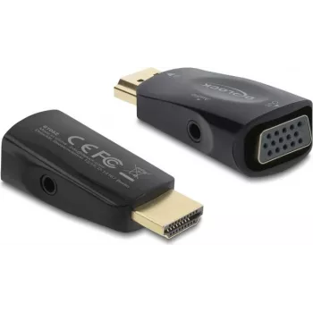 DELOCK HDMI-na-VGA adaptér s 3,5 mm audio a USB napájacím káblom — model 61082