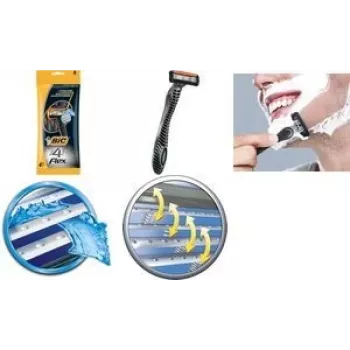 Jednorazový holiaci strojček BIC FLEX 4-čepeľový dizajn kazety, jednorazový holiaci strojček, model 8896951