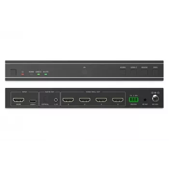 Video Wall Controller DIGITUS DS-55358 – 4 displeje, až do 4K (3840×2160) @30Hz, DisplayPort 1.2a, kovové puzdro, tlačidlové ovládanie