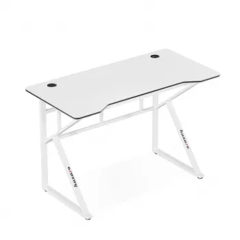 Gamingový stôl huzaro Hero 1.6 biela — rovná MDF/karbónová doska 1200×600 mm, kovová konštrukcia, výška 750 mm