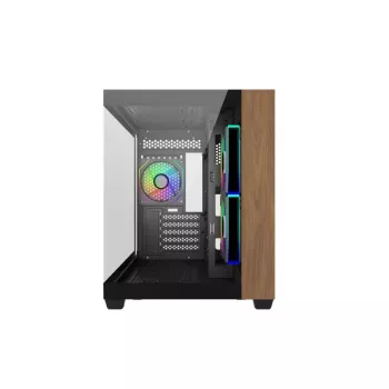 PC skriňa Cooler Master Elite 481 Wood — Dual-Chamber mATX s prírodným dizajnom dreva a dvoma tempered-glass panelmi