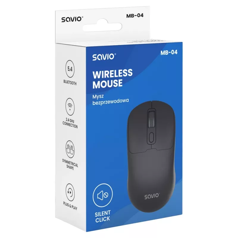 Savio MB-04 myš univerzálna obojručná Bluetooth IR LED 1600 DPI