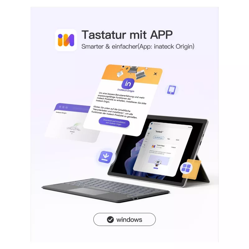 inateck klávesnica Surface sivá, Sureface GO 1-4 Com. QWERTZ