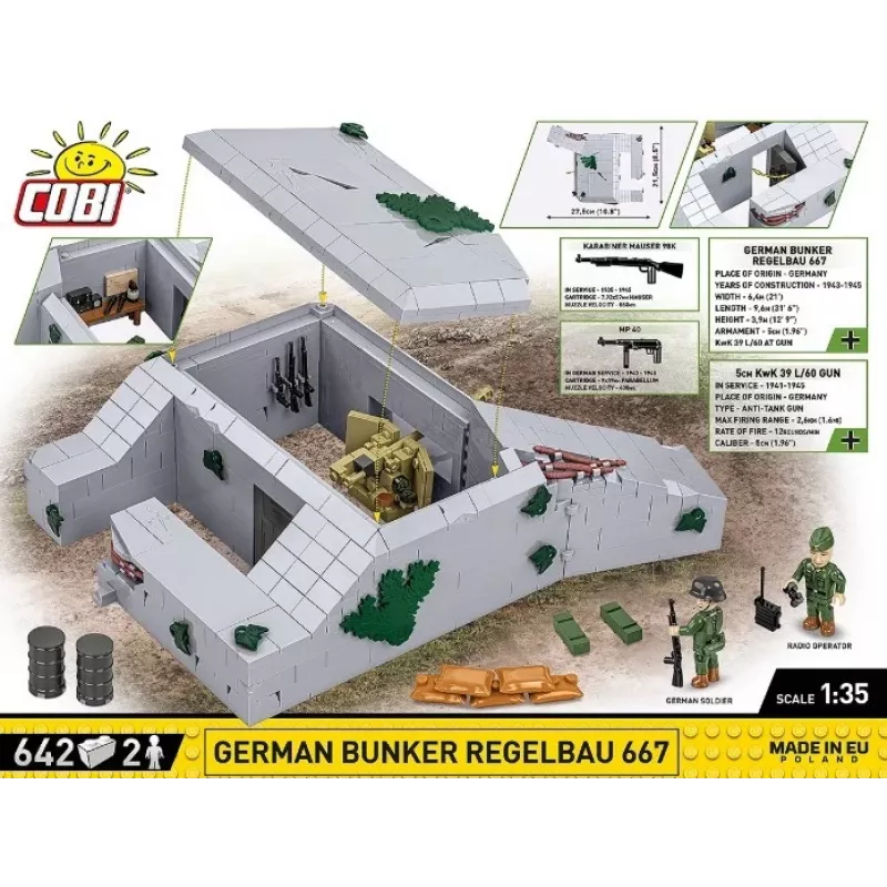 Stavebnica Cobi Nemecký bunker Regelbau 667/642 model COBI-3136 – detailná stavebnica