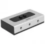 Audio jack prepínač 3,5 mm 2 porty manuálny obojsmerný, prepínač sivý/čierny