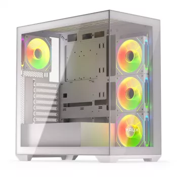 PC skriňa KRUX Exo RGB biela — ATX Tower, oceľ, 2x3,5