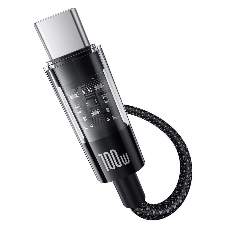 USB-A na USB-C kábel Baseus Gem 1m 100W rýchle nabíjanie, nylonový plášť, čierny
