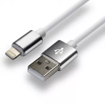 everActive kábel USB Lightning 1 m - biela, silikón, rýchle nabíjanie, 2,4A - CBS-1IW
