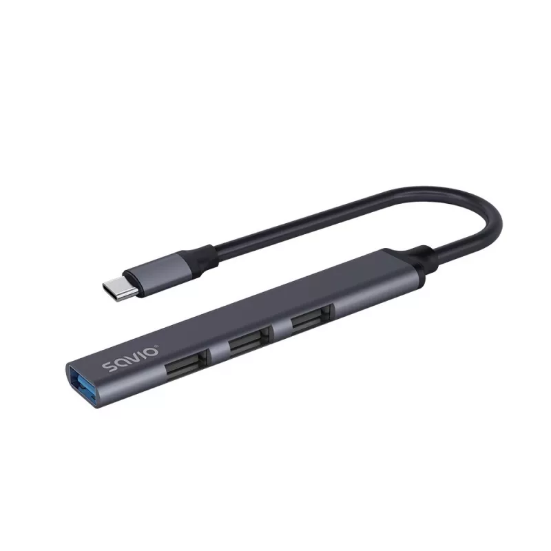 USB 3.0 4-portový hub SAVIO AK-71 s USB-C host, 5000 Mbit/s, 2 roky záruka