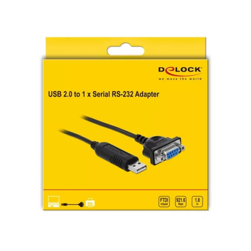 Sériový kábel DeLOCK 66281 čierny 1,8 m RS-232 USB Type-A