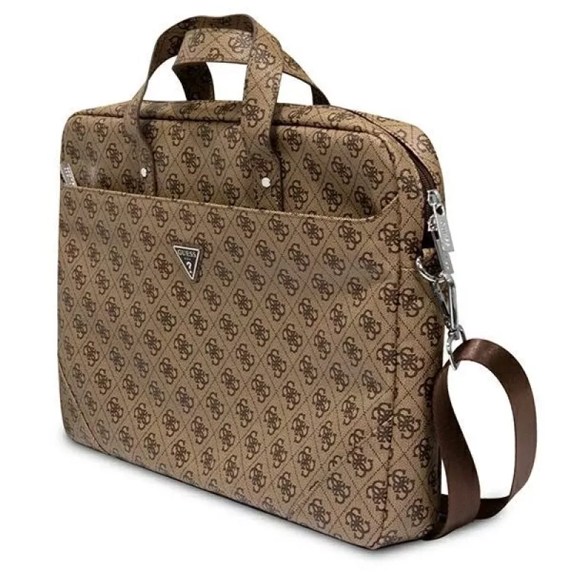 Taška na notebook GUESS GUCB15P4TW 16 palcov hnedá Saffiano s 4G trojuholníkovým logom