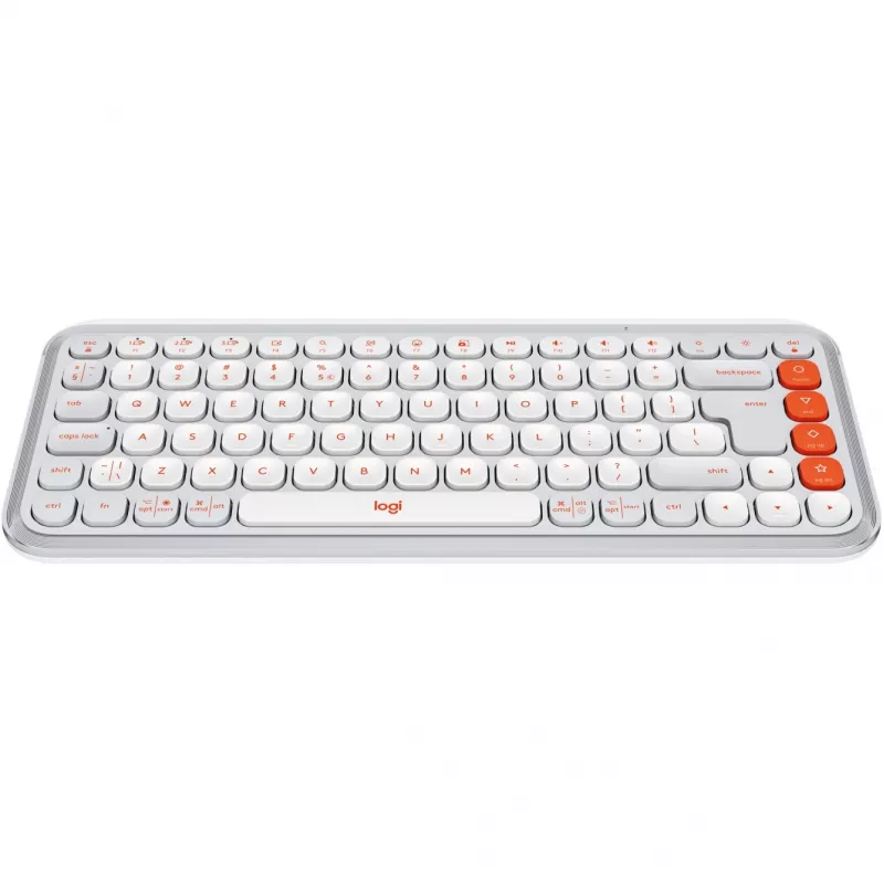 Logitech POP Icon Keys – klávesnica – bezdrôtová – Bluetooth LE – QWERTY – US International – Off White, oranžová (920-013072)