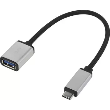Renkforce RF-4888284 USB kábel 0,15 m 3.2 Gen 1 (3.1 Gen 1) USB-C USB-A čierna - strieborná (RF-4888284)