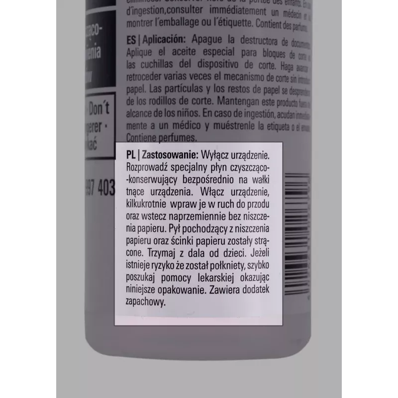 HSM 1235997403 čistiaci a mazací olej pre rezací blok skartovača, 250 ml