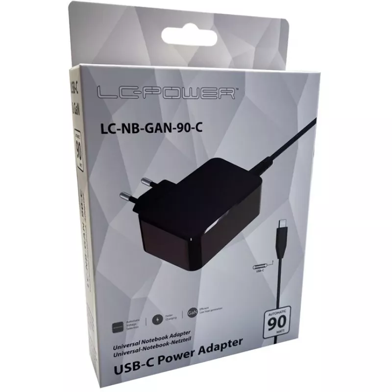 Nabíjačka do interiéru LC-Power LC-NB-GAN-90-C notebook čierna AC 220-240V
