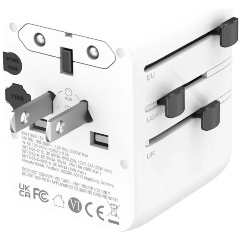 Cestovný adaptér 20W GaN Nomad 2xUSB-C + 1xA