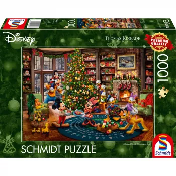 Thomas Kinkade Studios: Disney - Mickey & Minnie Trimming The Tree, puzzle 1000 dielov