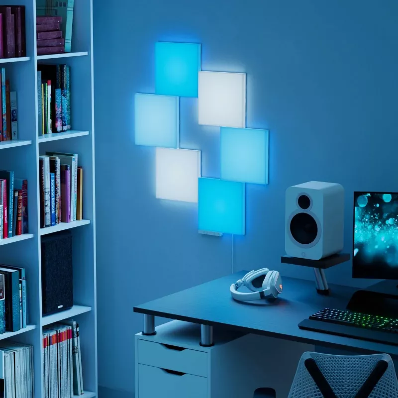 Nanoleaf Blocks Big Squares Starter Kit N8100K02-6BS, 6 LED panelov, viac ako 16 mil. farieb, Wi-Fi 2,4 GHz, kompatibilný s Apple Home/Alexa/Google Home/SmartThings