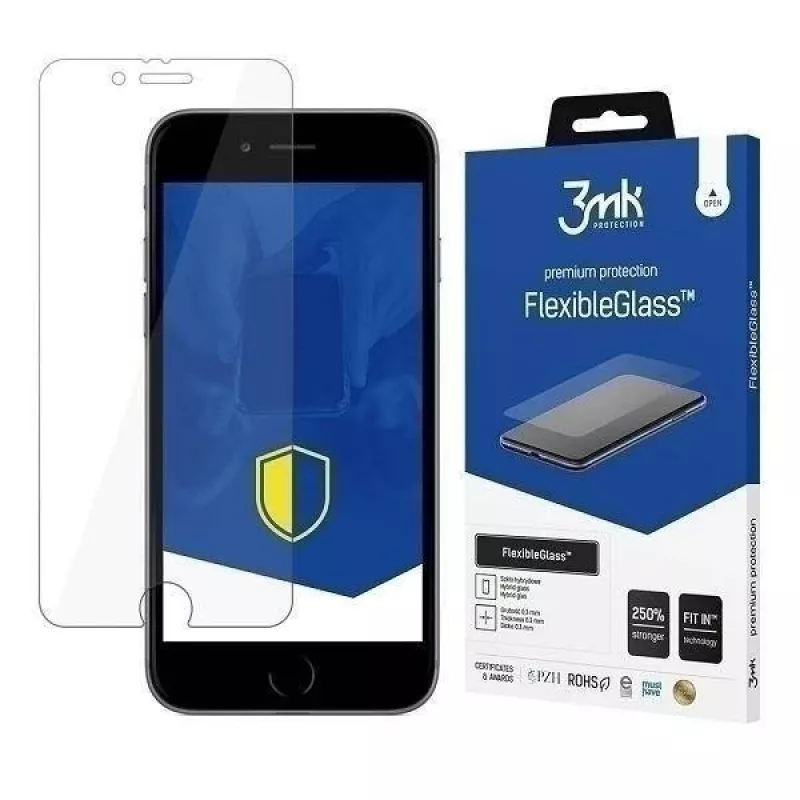 3MK FlexibleGlass hybridná ochrana displeja pre iPhone SE 2020/2022, 0,2 mm, 7H, priehľadná