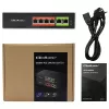 Ethernet PoE switch QOLTEC 52289 — 4x RJ45 PoE porty, 2x RJ45 uplink, 65W PoE rozpočet