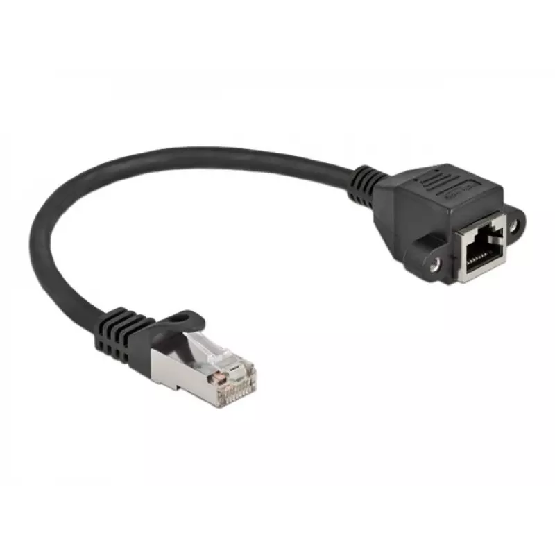 Sieťový predlžovací kábel DeLOCK Cat.6A 25 cm čierny
