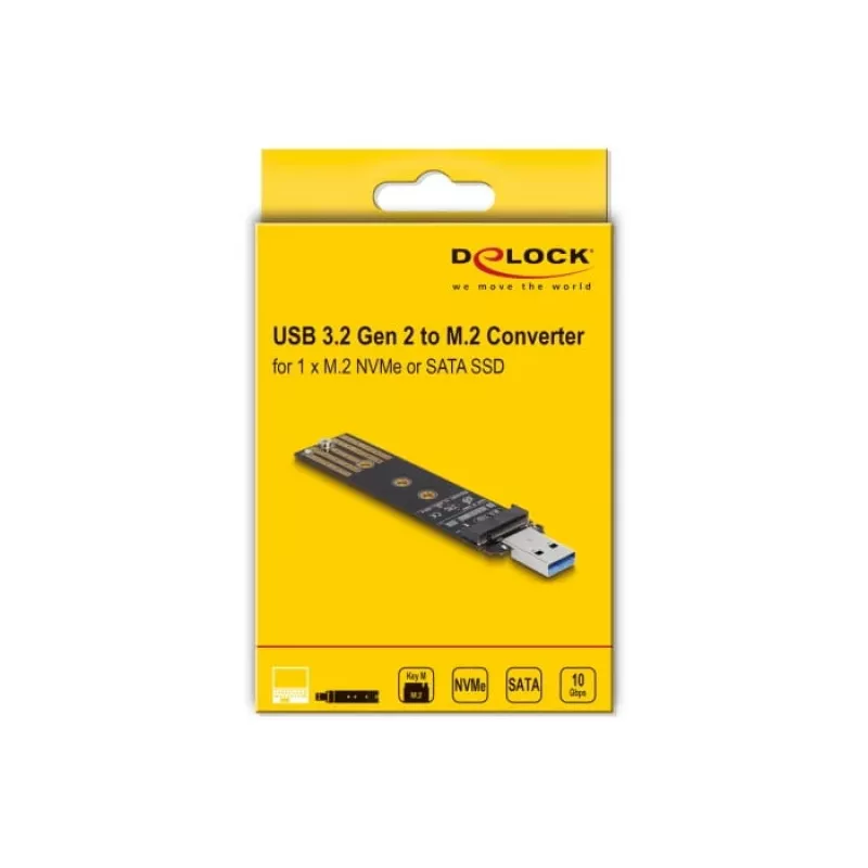 DeLOCK Combo konvertor pre M.2 NVMe PCIe alebo SATA SSD USB 3.2 Gen 2 čierna