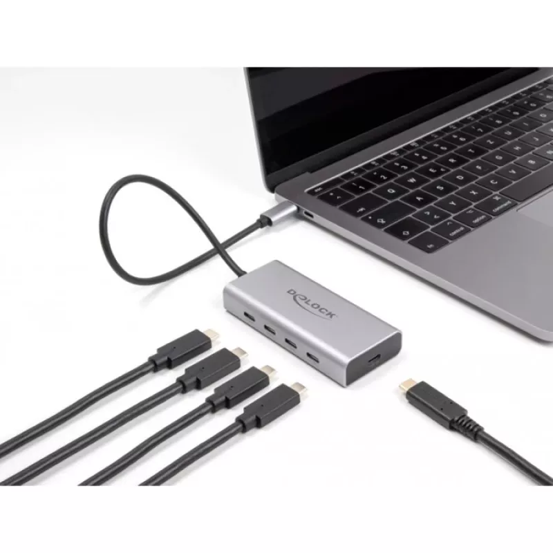 DELOCK USB hub 10 Gbps Type-C 4 porty PD 85W 30cm kábel