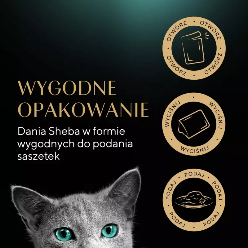 Mokré krmivo pre mačky Sheba Moist, vrecúško 12×85 g (1020 g), kurča a jahňacina, dospelé