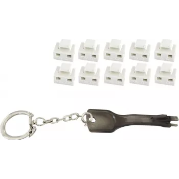 Sieťový RJ45 port blocker ShiverPeaks BS08-01036 — 10 blokátorov s 1 hlavným kľúčom, biela