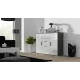 Cama Meble UNI komoda do obývačky, sivá/biela lesk