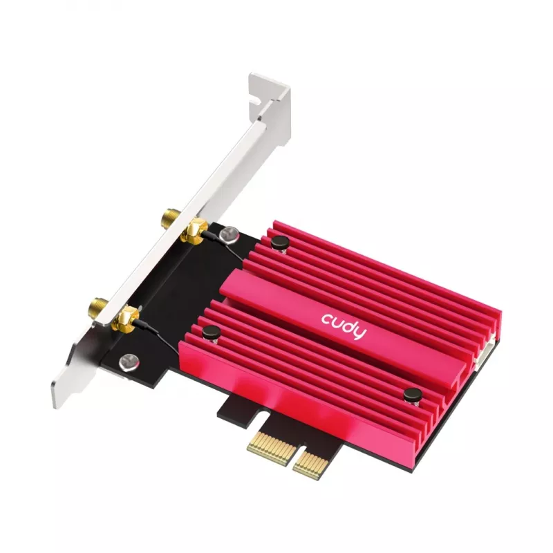 Interná WLAN Bluetooth sieťová karta Cudy WE9300S PCIe, Wi‑Fi 7 (802.11be) tri-band 2.4/5/6 GHz, 5765 Mbit/s, Bluetooth 5.4, externá 2x2 anténa