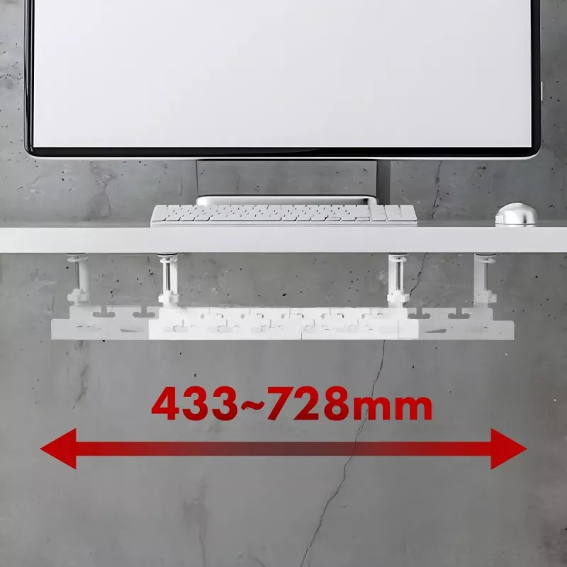 Maclean organizér káblov pod stolom, max. zaťaženie 5 kg, max. 728 mm, biely, MC-103 W