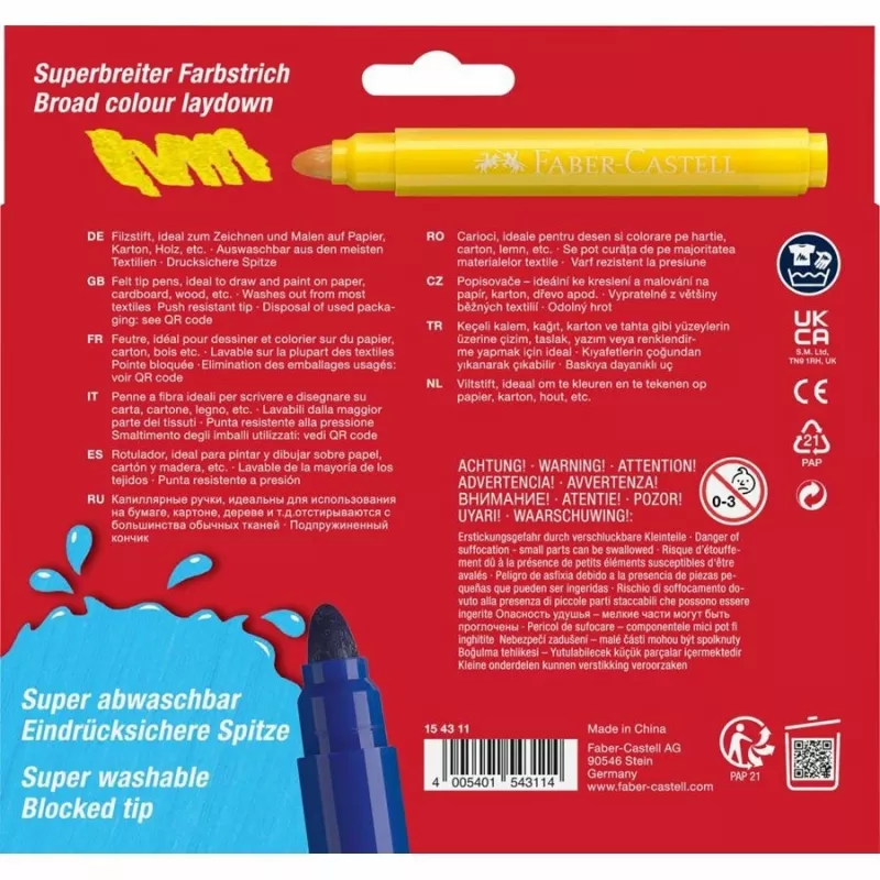 FABER-CASTELL fixka Jumbo Super Washable 12 ks