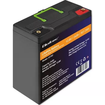 Qoltec 53702 LiFePO4 lítium-železofosfátová batéria | 12,8V | 24Ah | 307,2Wh | BMS