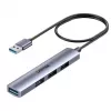 USB hub Unitek H1208CGY01 — 4-portový USB 3.0 (5 Gbit/s), spätne kompatibilný s USB 2.0, hliník