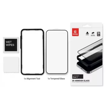 Montážny rámik na ochranné sklo z tvrdeného skla od Crong pre iPhone 17 (model CRG3DAGIP1763)